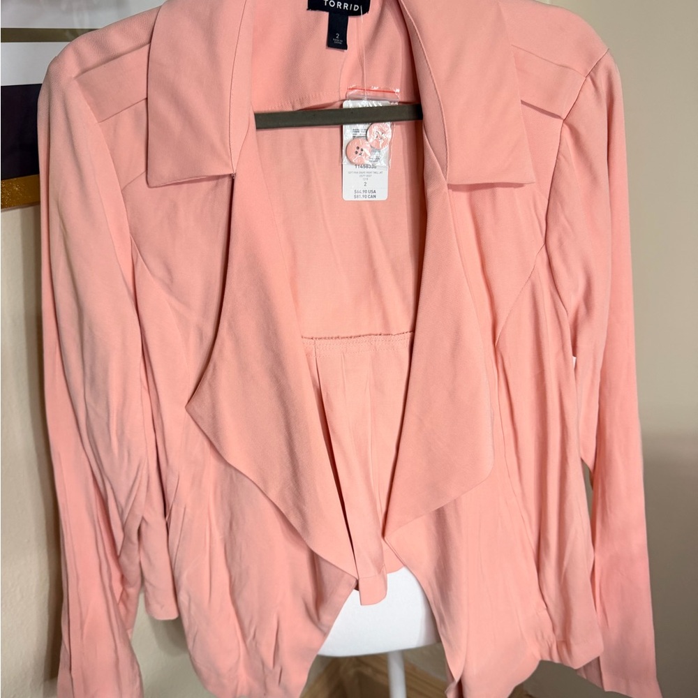 torrid Peach Draped‎ Open-Front Blazer